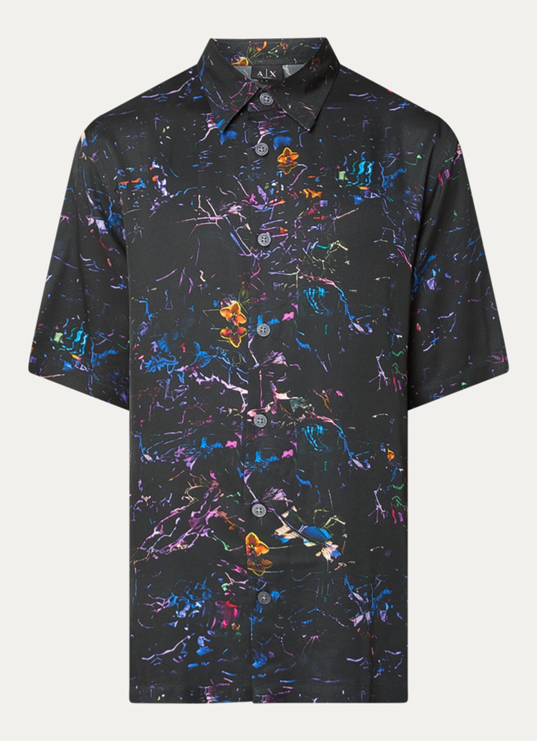 Armani Regular fit overhemd met grafische print - voorkant 2 zwart