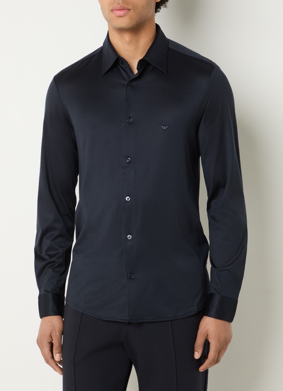 Armani Regular fit overhemd met logo - detail 4 donkerblauw