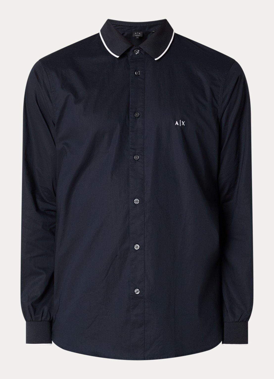 Armani Regular fit overhemd met logoborduring - voorkant donkerblauw