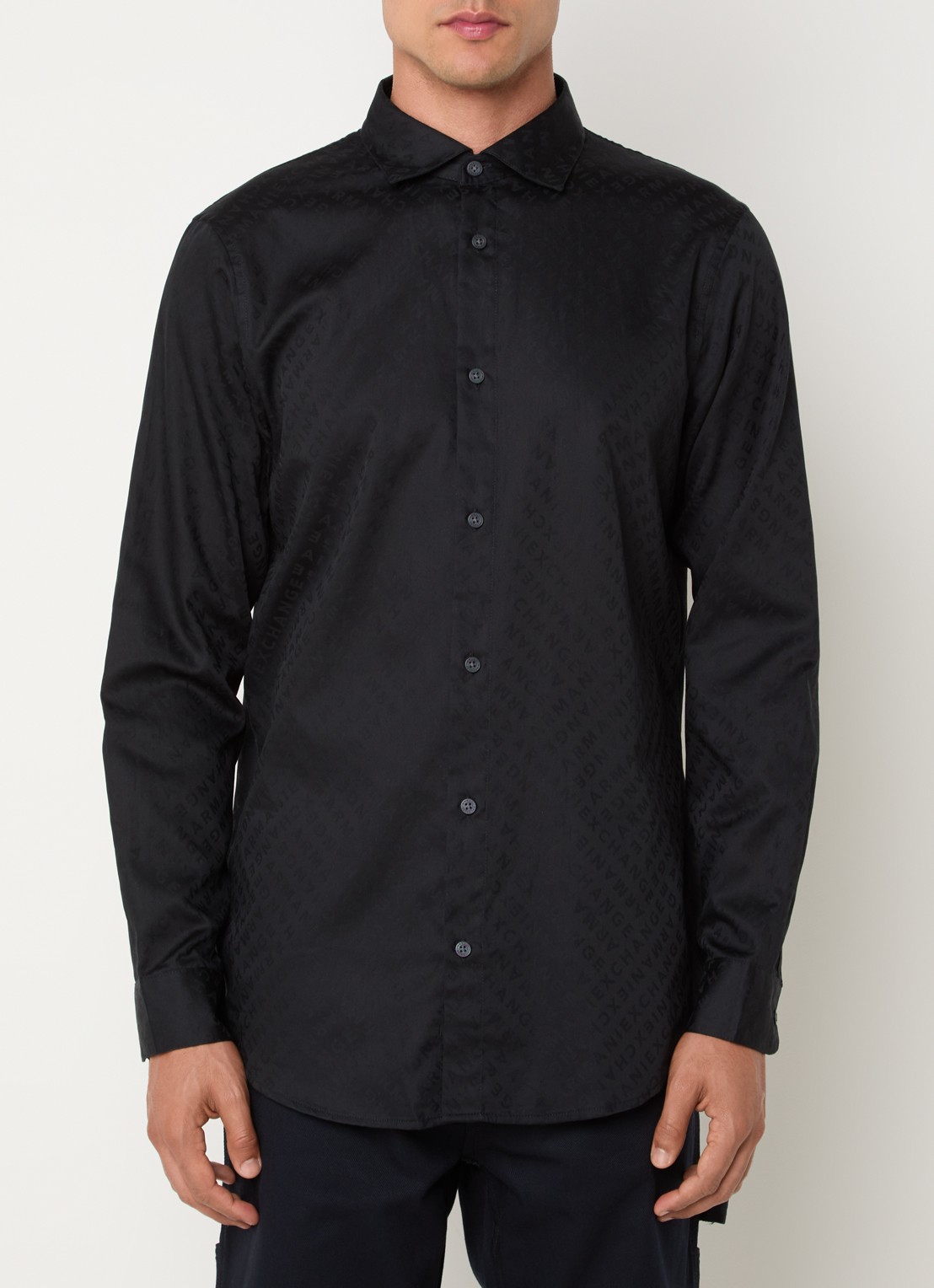 Armani Regular fit overhemd met logoprint  - detail zwart