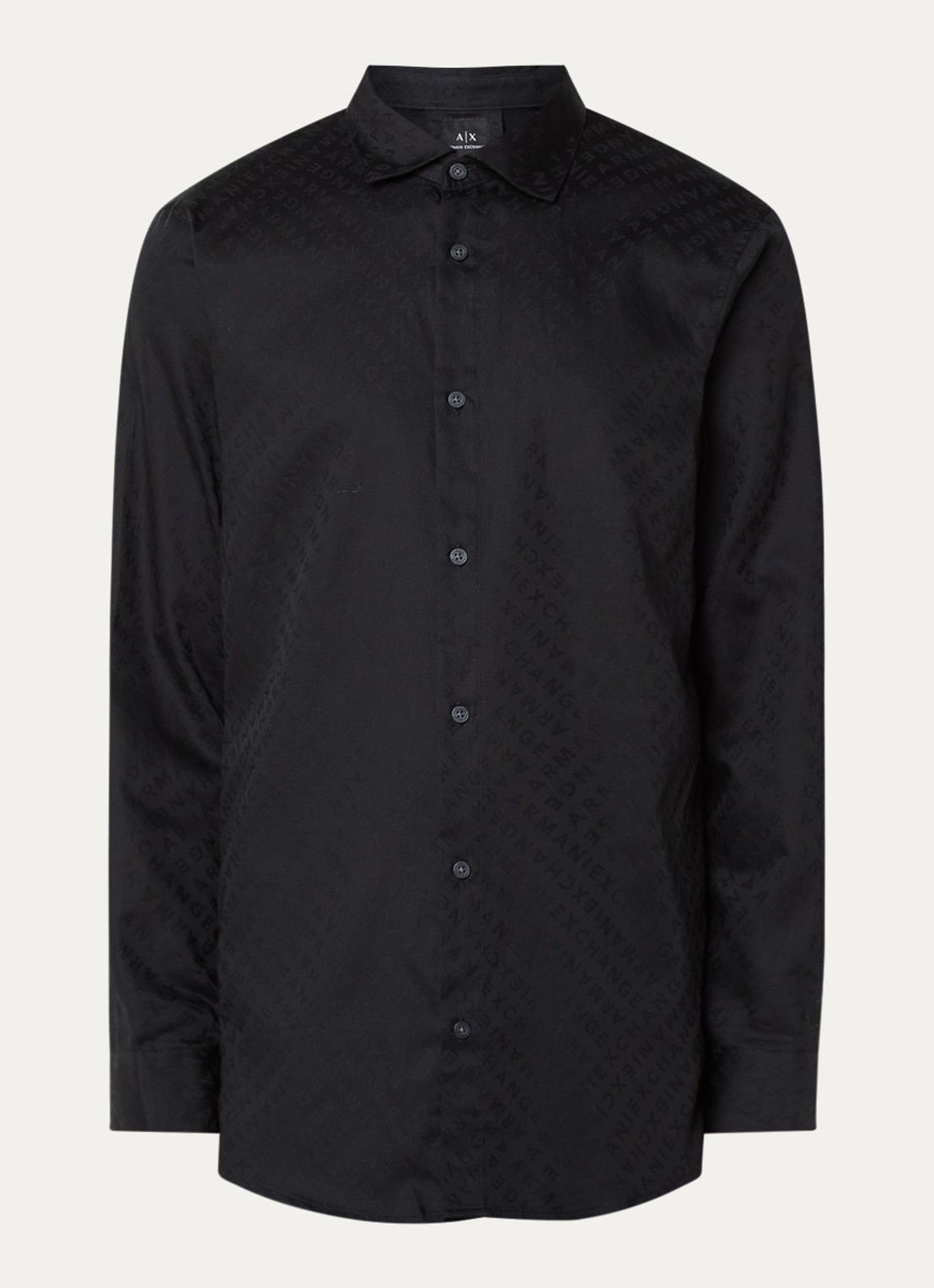 Armani Regular fit overhemd met logoprint  - voorkant 2 zwart