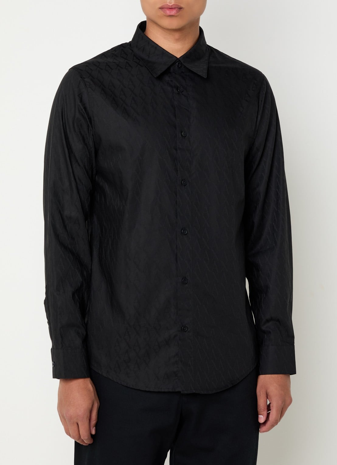 Armani Regular fit overhemd met logoprint - detail 2 zwart