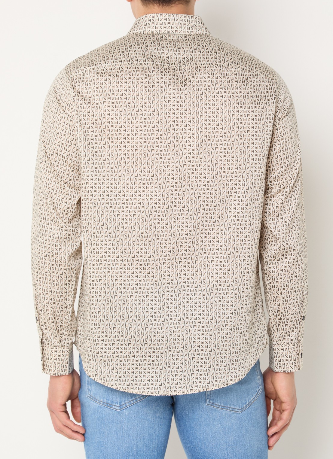 Armani Regular fit overhemd met logoprint - achterkant 3 donkerbeige