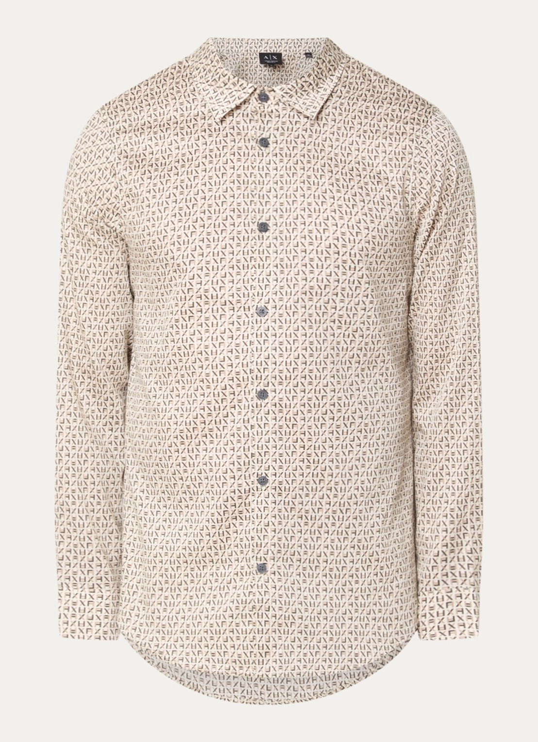 Armani Regular fit overhemd met logoprint - voorkant donkerbeige