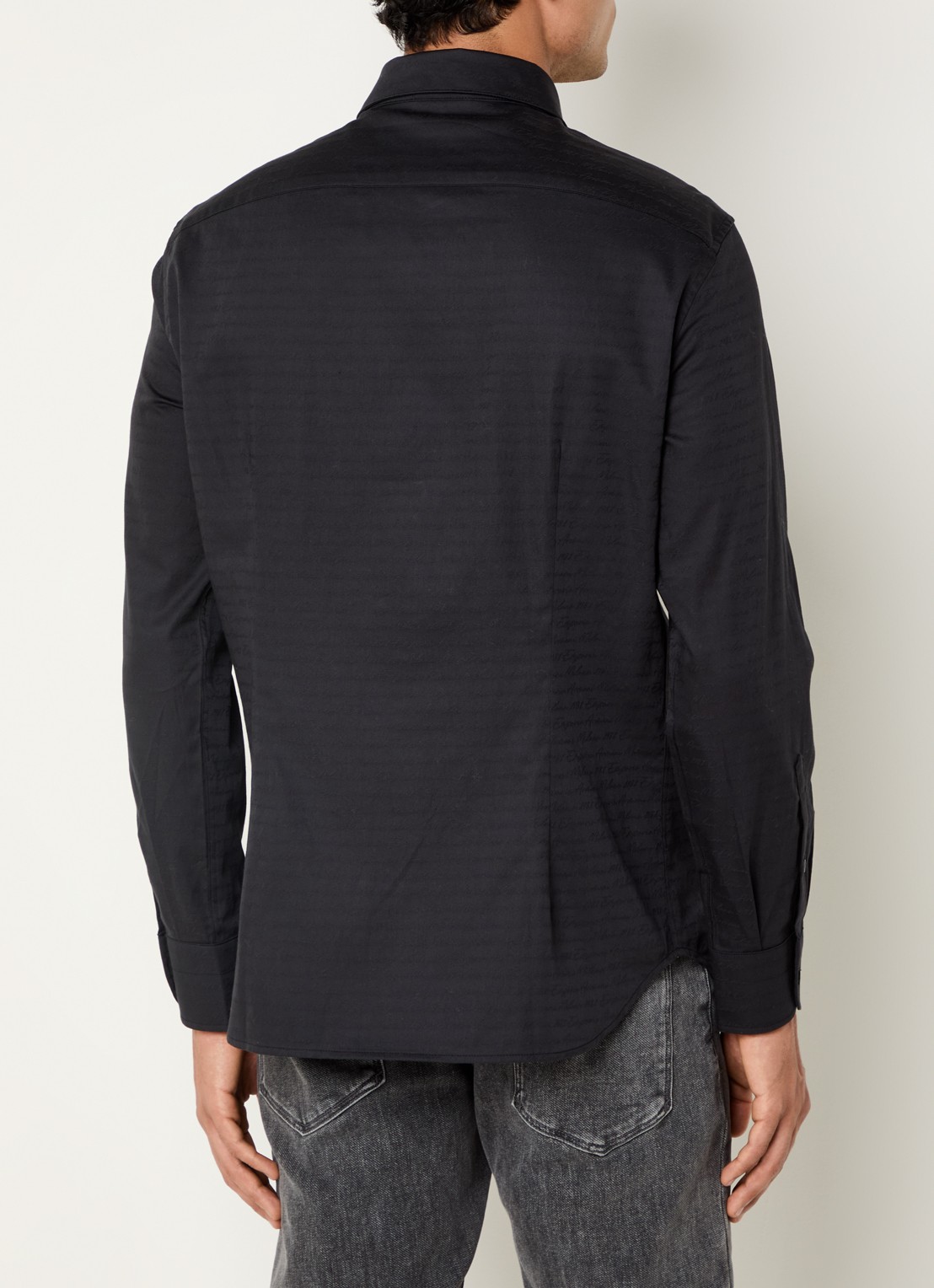 Armani Regular fit overhemd met logoprint - achterkant zwart