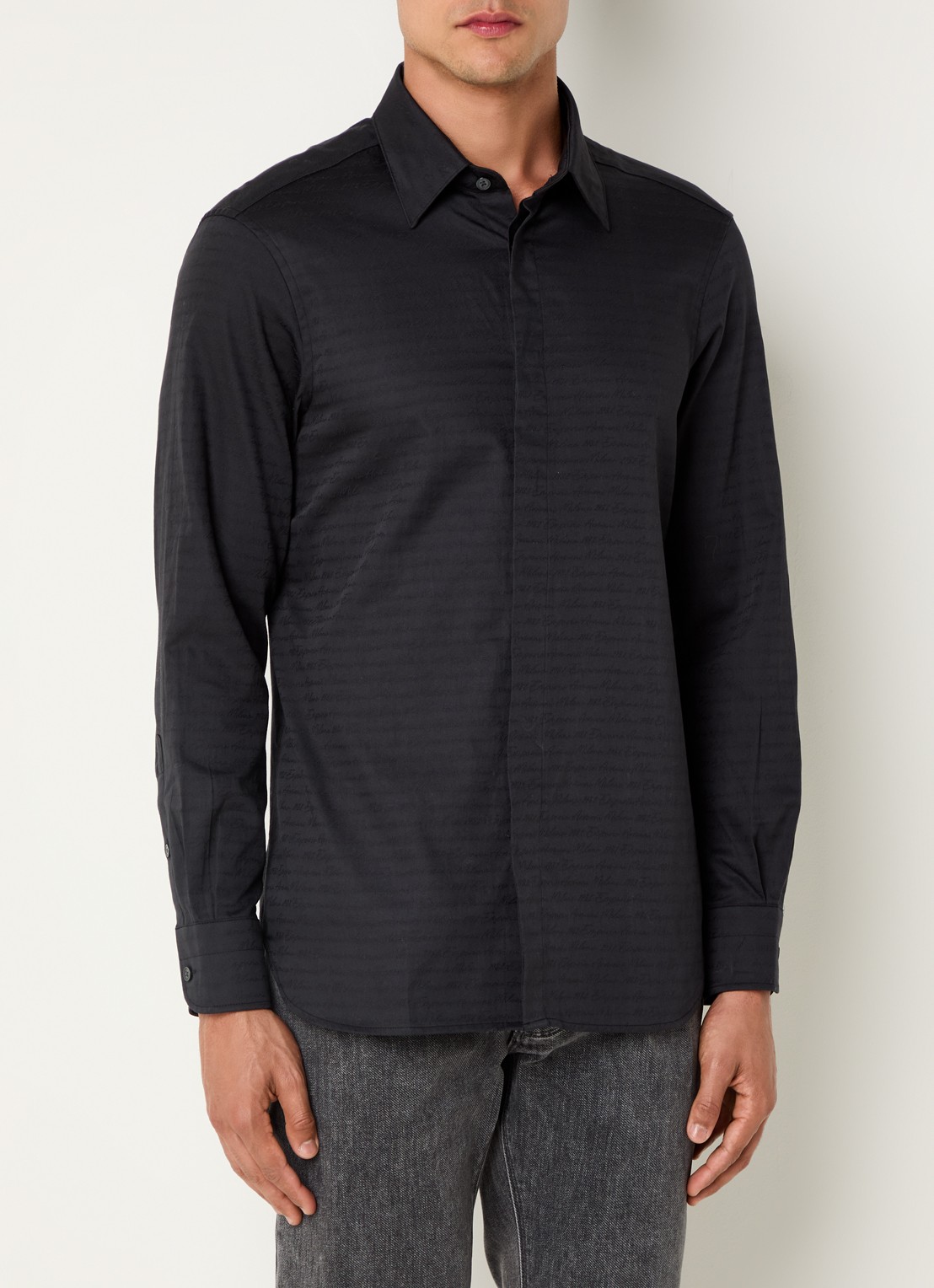 Armani Regular fit overhemd met logoprint - detail 2 zwart
