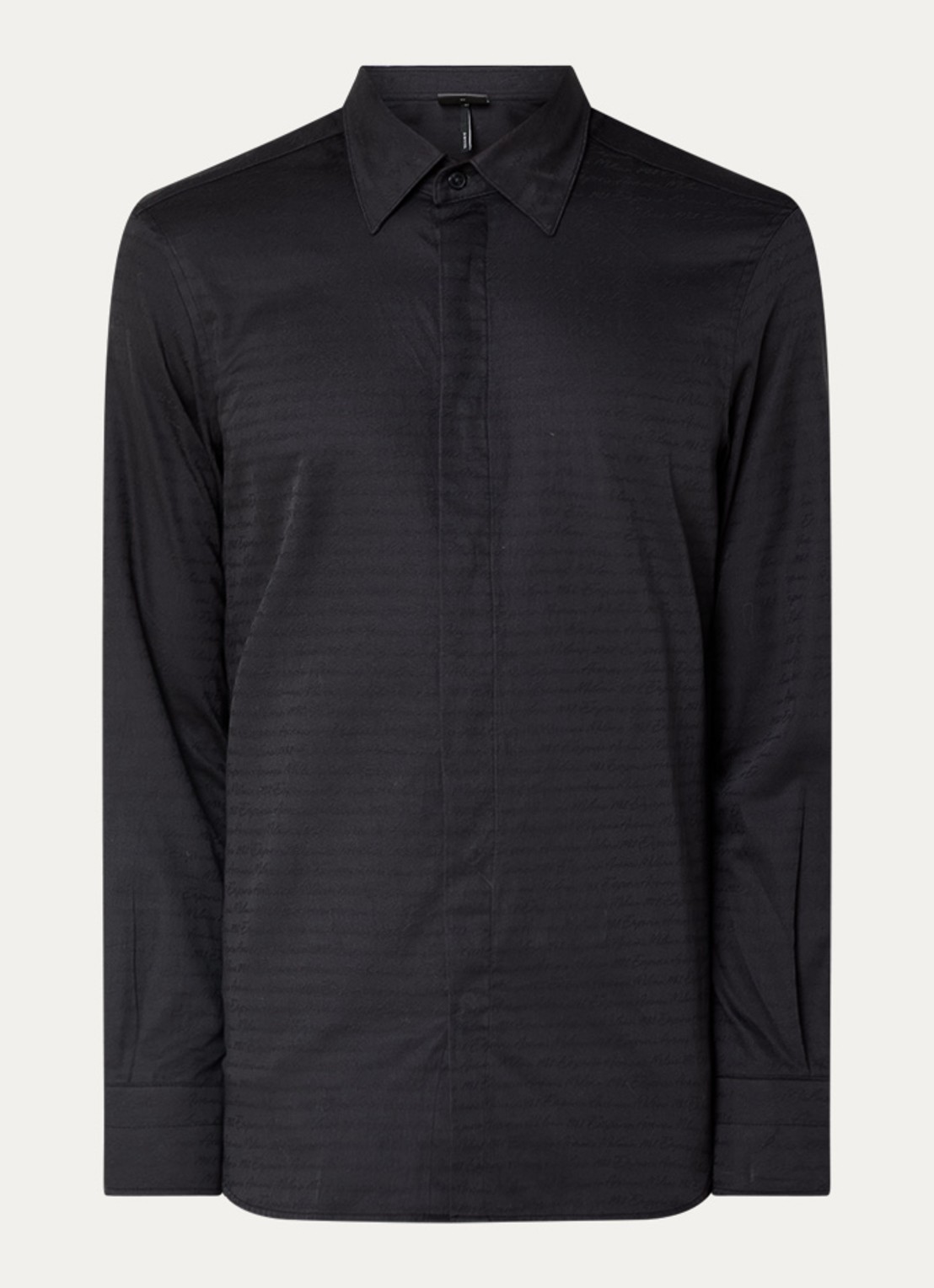 Armani Regular fit overhemd met logoprint - voorkant 3 zwart