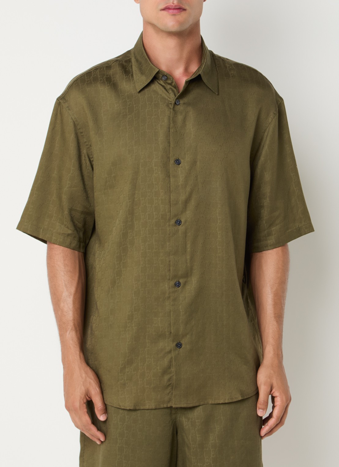 Armani Regular fit overhemd met logoprint - detail 2 groen
