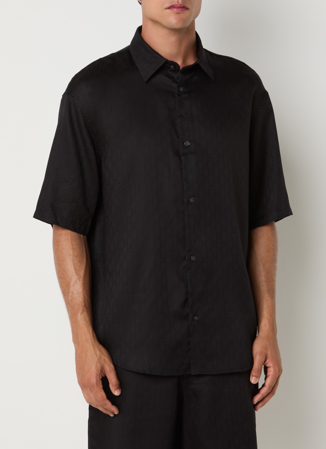 Armani Regular fit overhemd met logoprint - detail 4 zwart