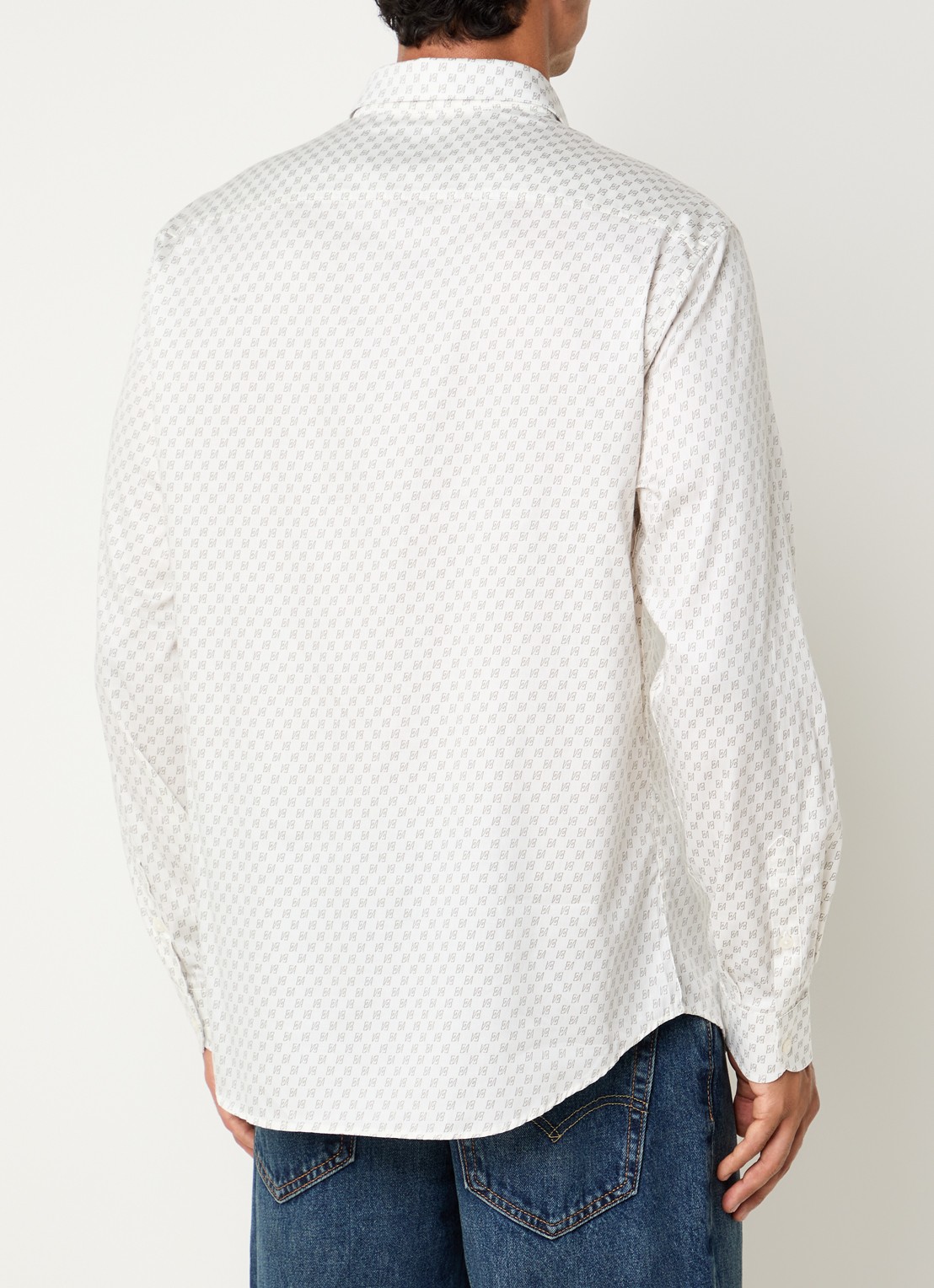 Armani Regular fit overhemd met logoprint - achterkant gebroken wit