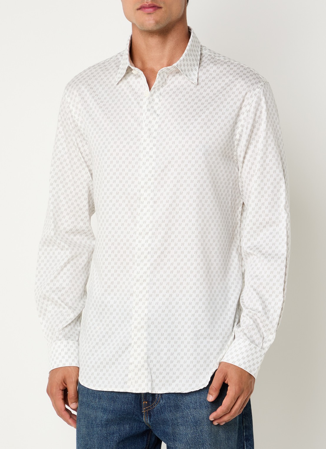 Armani Regular fit overhemd met logoprint - detail 2 gebroken wit