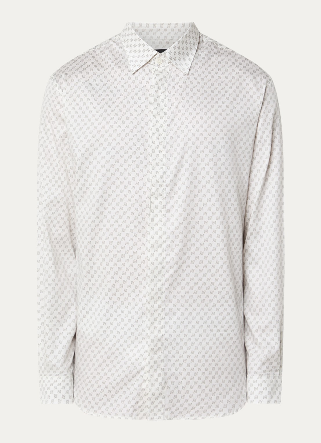 Armani Regular fit overhemd met logoprint - voorkant 3 gebroken wit