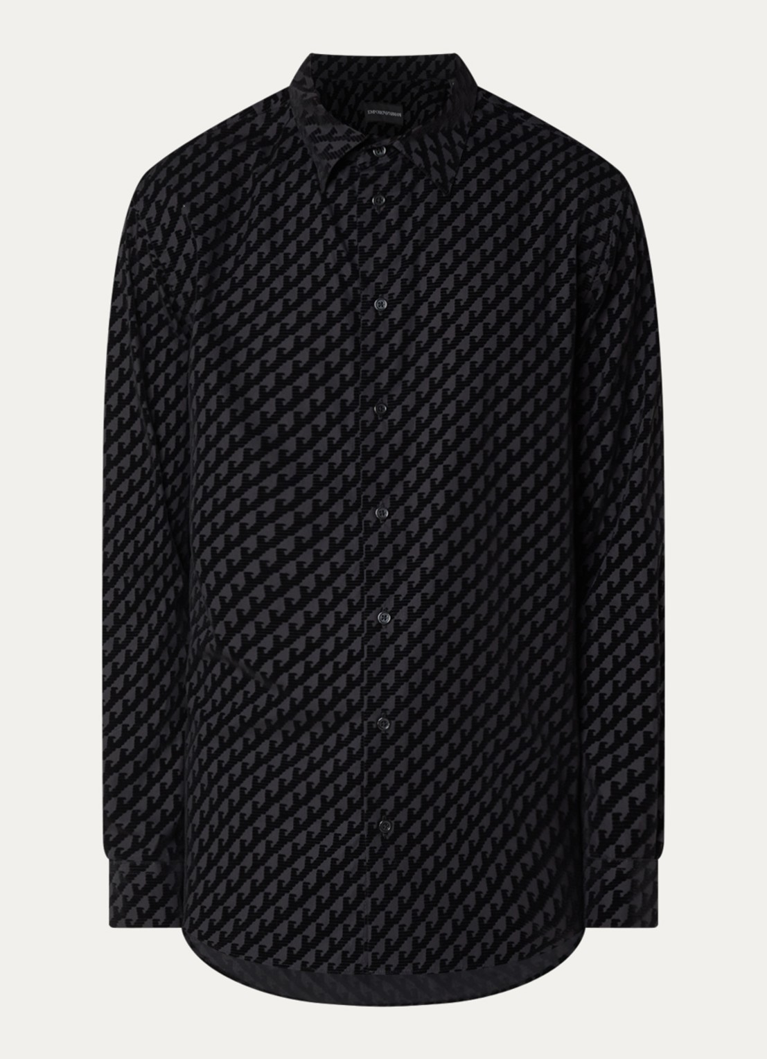 Armani Regular fit overhemd met logoprint - voorkant zwart