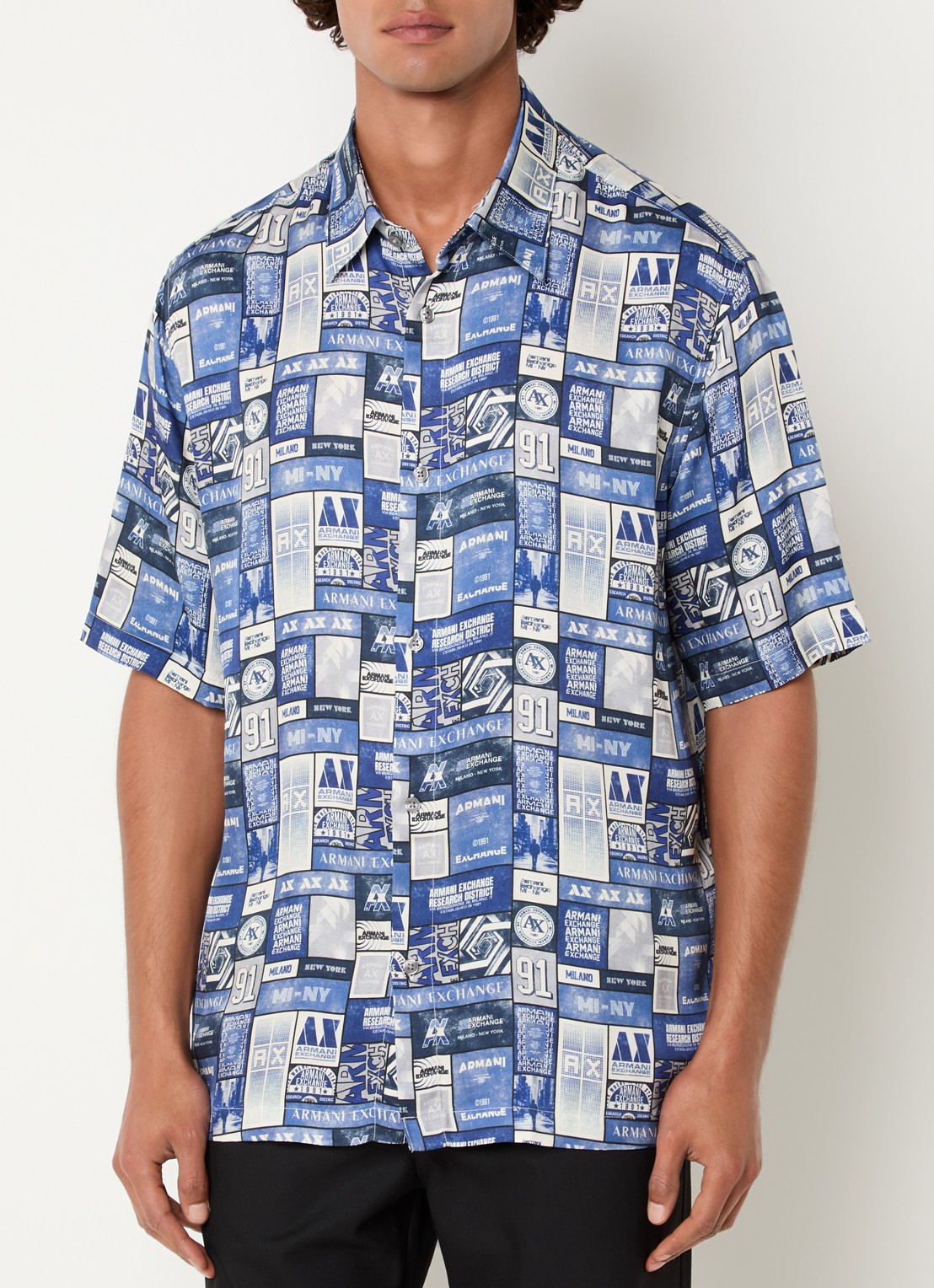 Armani Regular fit overhemd met print - detail blauw