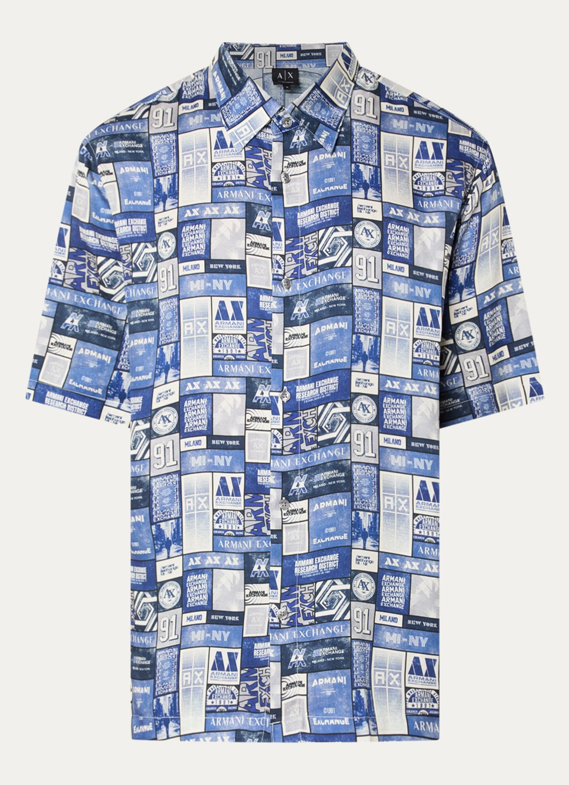 Armani Regular fit overhemd met print - voorkant 3 blauw