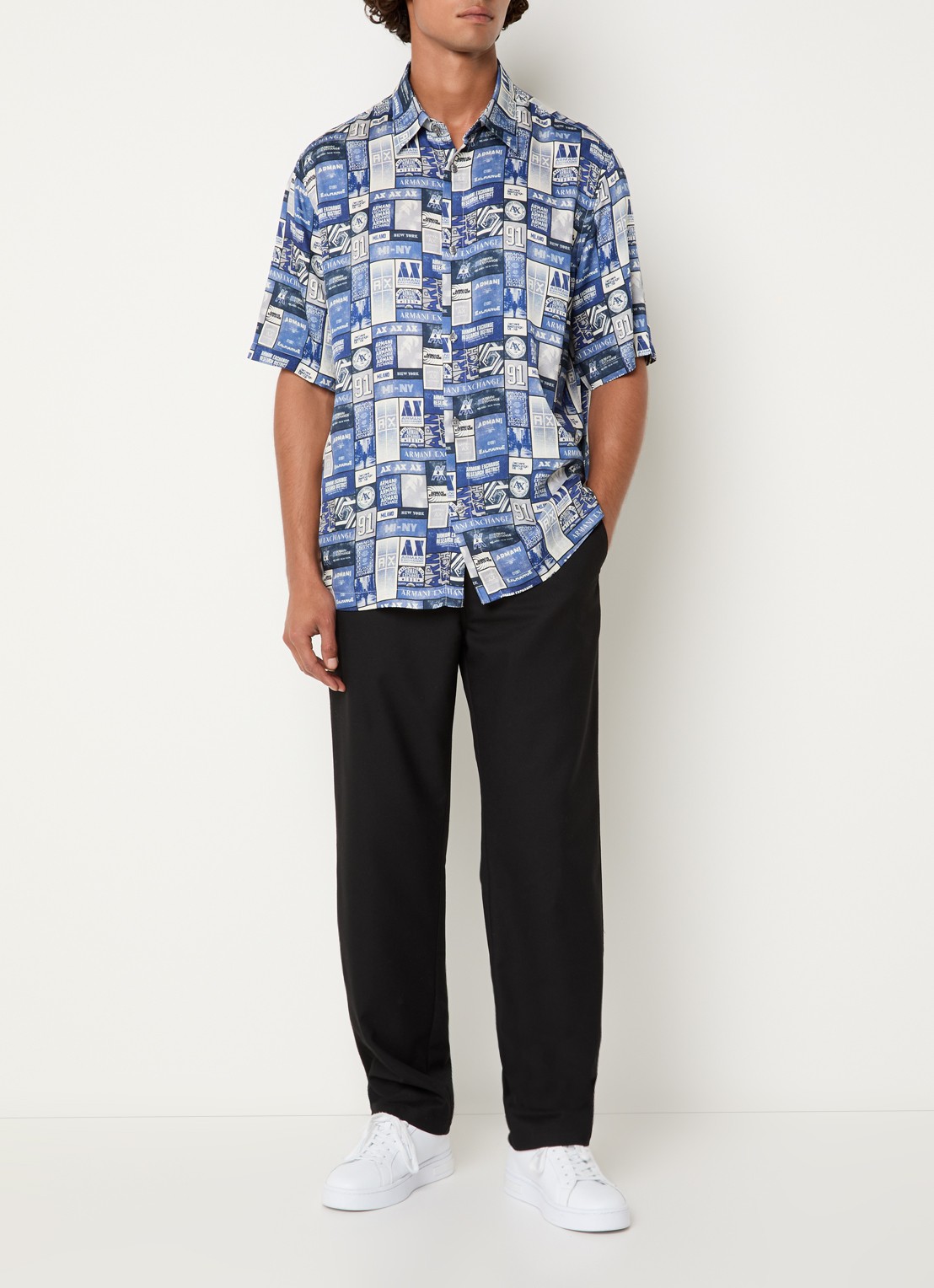 Armani Regular fit overhemd met print - voorkant 4 blauw