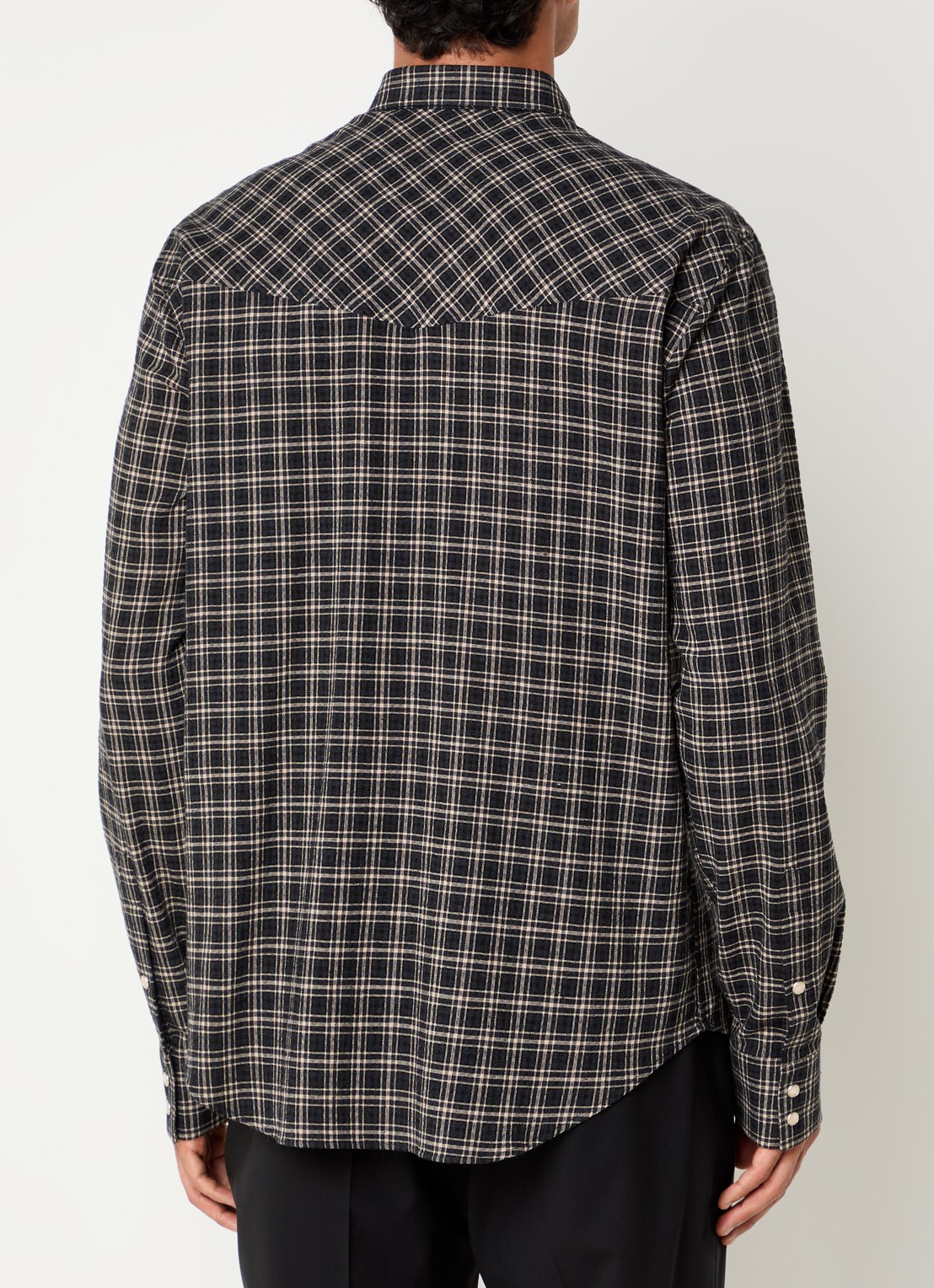 Armani Regular fit overhemd met ruitdessin - achterkant 2 zwart
