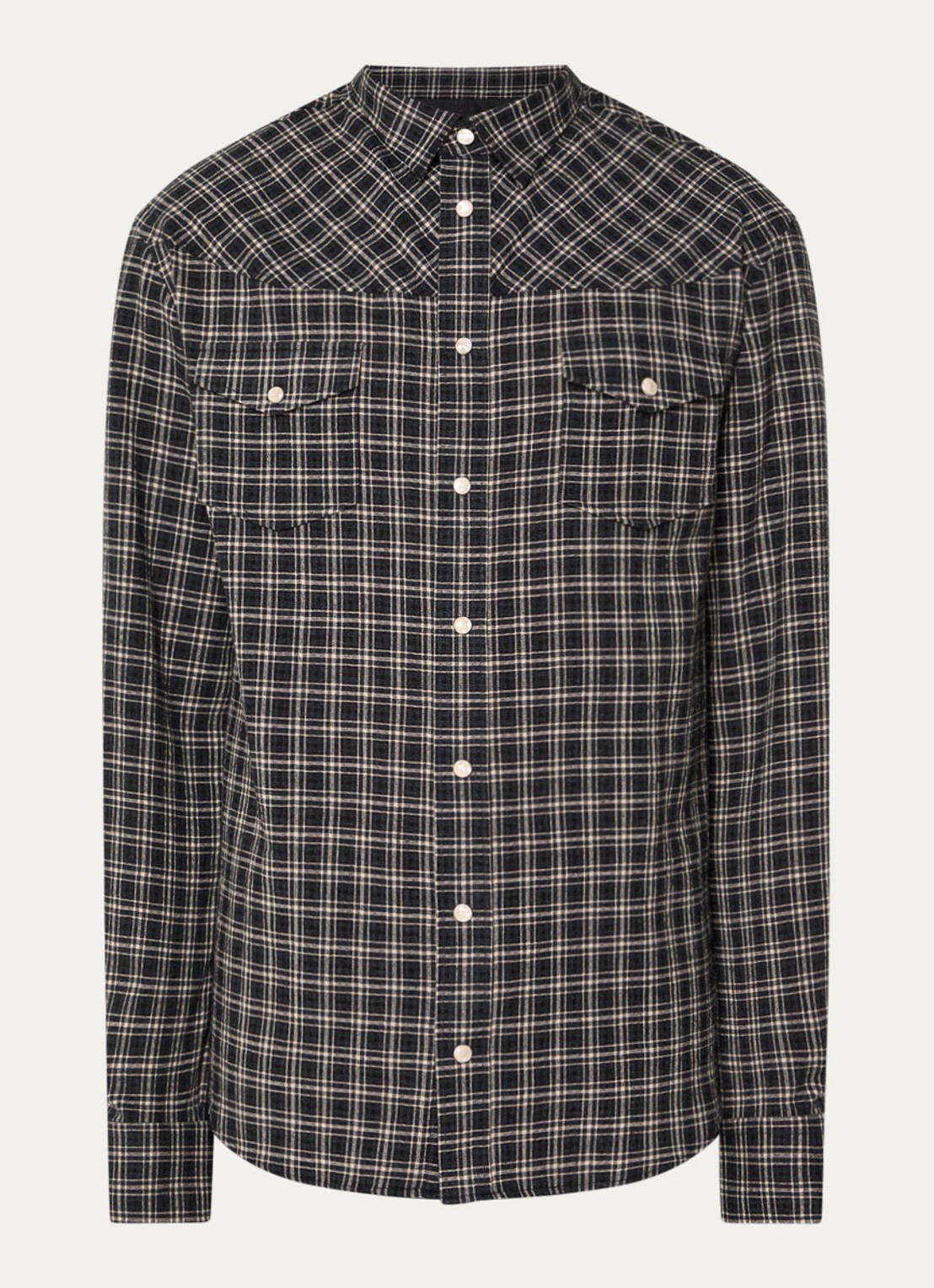 Armani Regular fit overhemd met ruitdessin - voorkant 3 zwart
