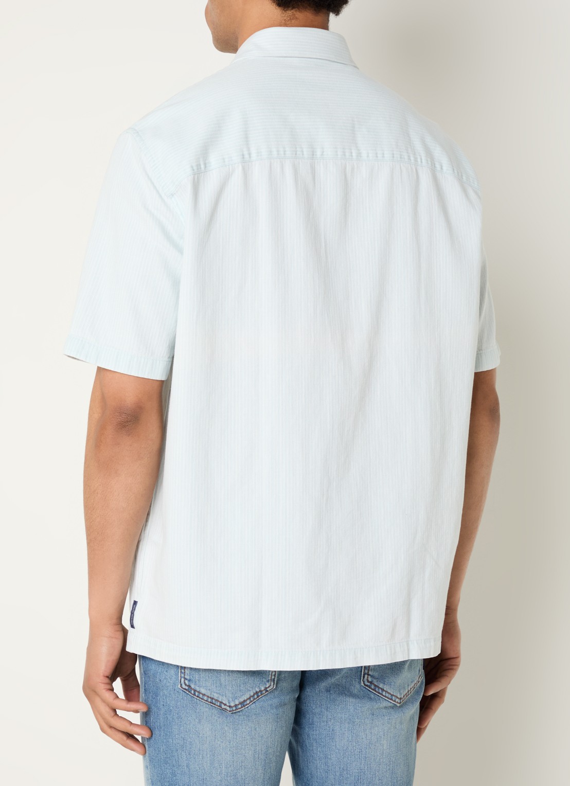 Armani Regular fit overhemd met streepprint en borstzak - achterkant 2 lichtblauw