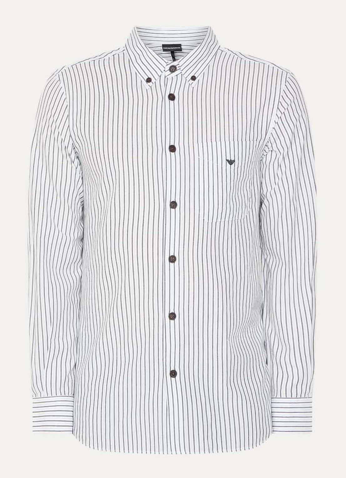 Armani Regular fit overhemd met streepprint en logo - voorkant lichtblauw