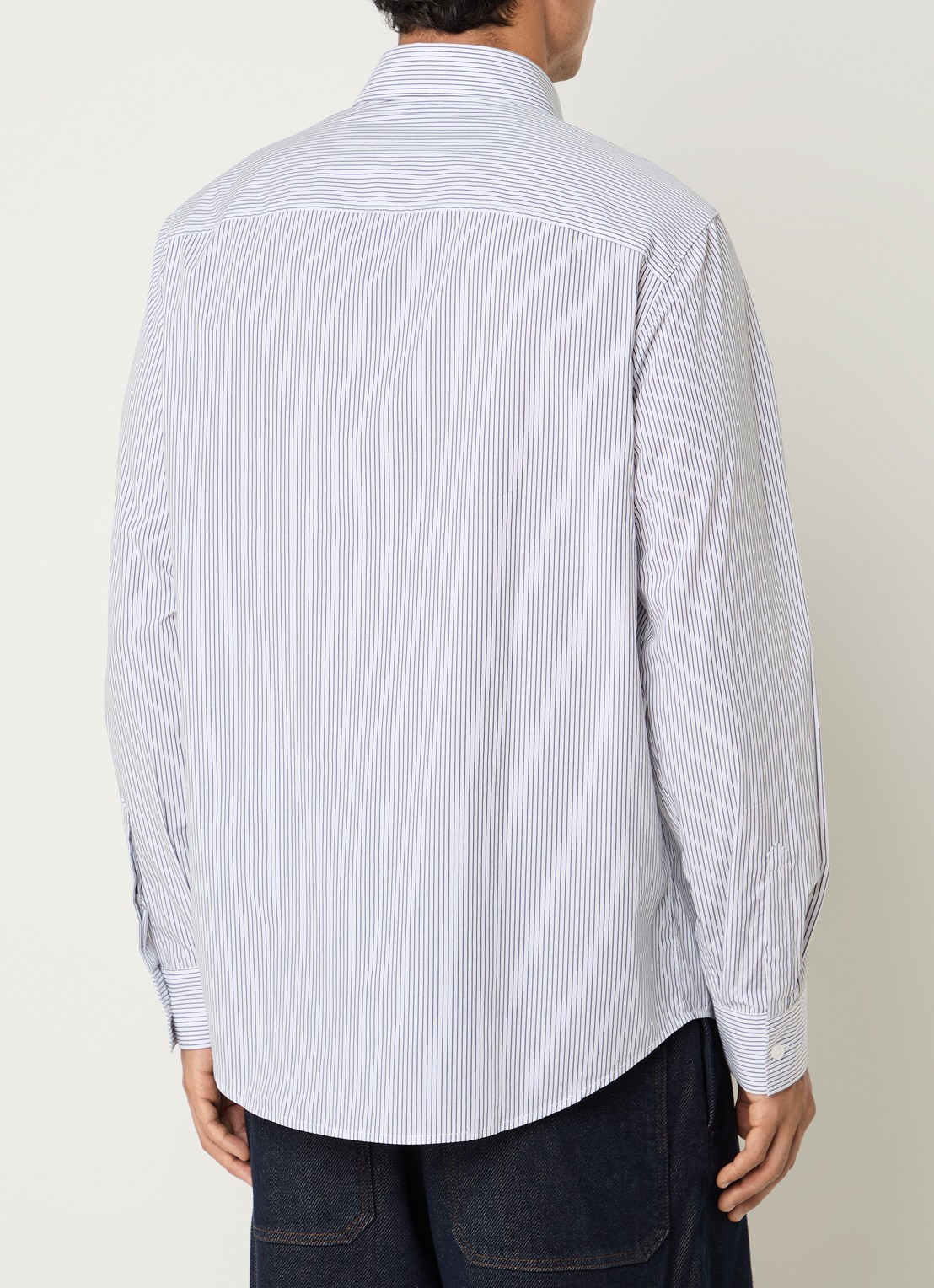 Armani Regular fit overhemd met streepprint en logoborduring - achterkant blauw
