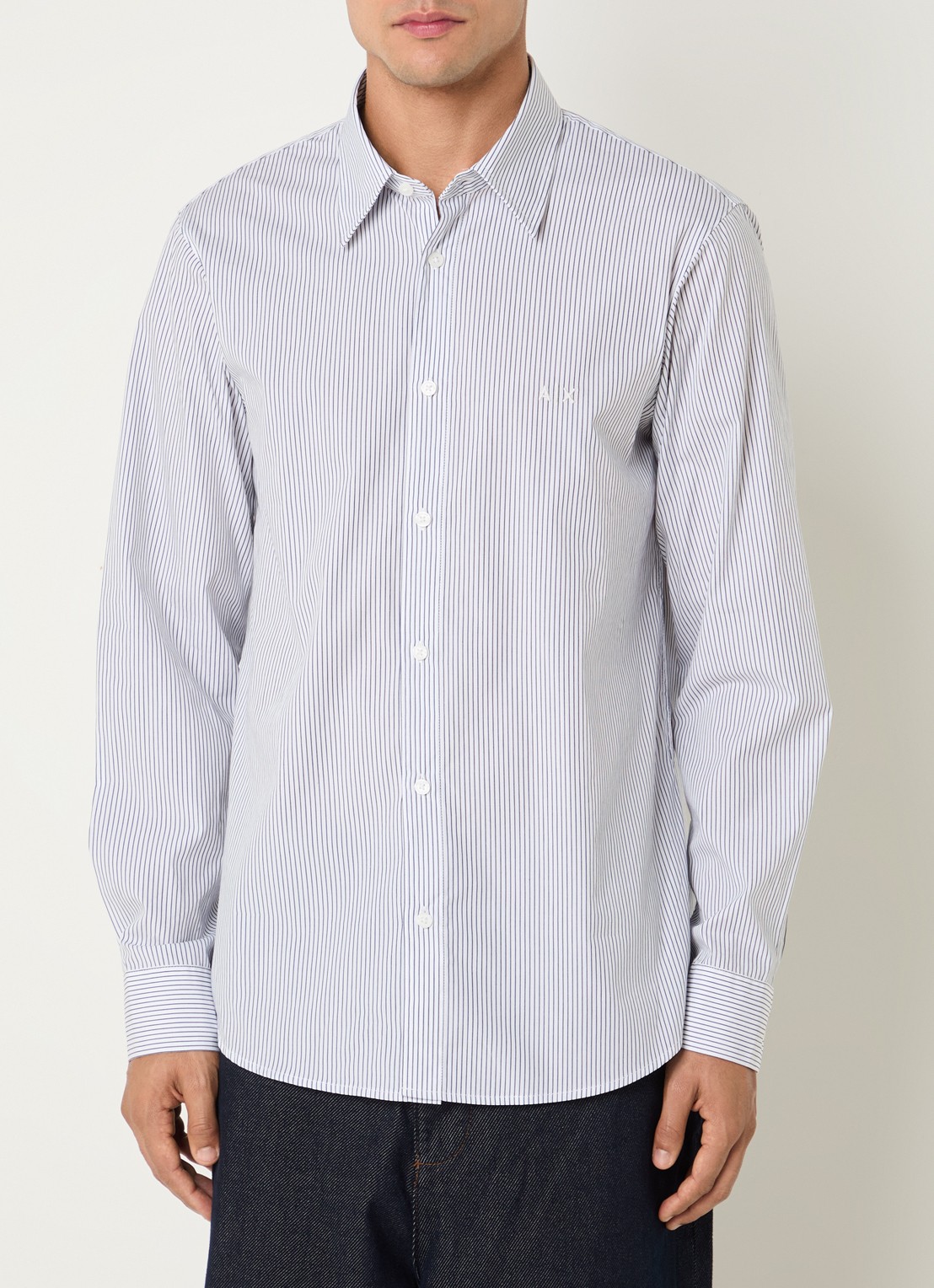 Armani Regular fit overhemd met streepprint en logoborduring - detail 4 blauw