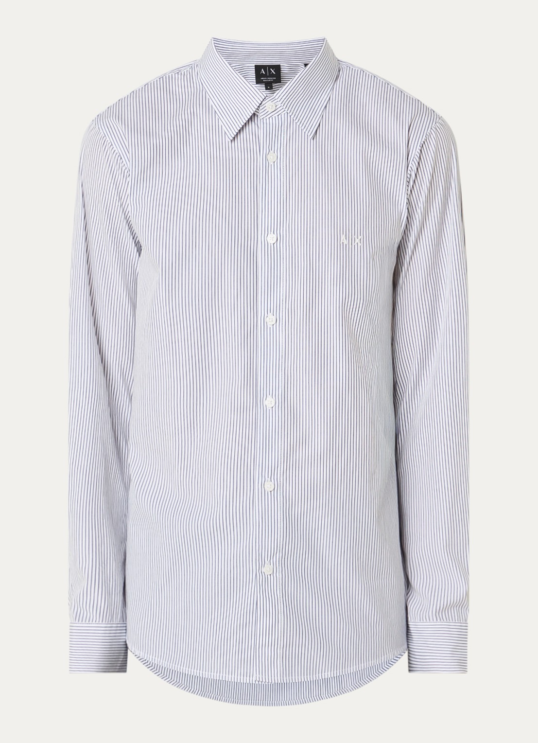 Armani Regular fit overhemd met streepprint en logoborduring - voorkant 2 blauw