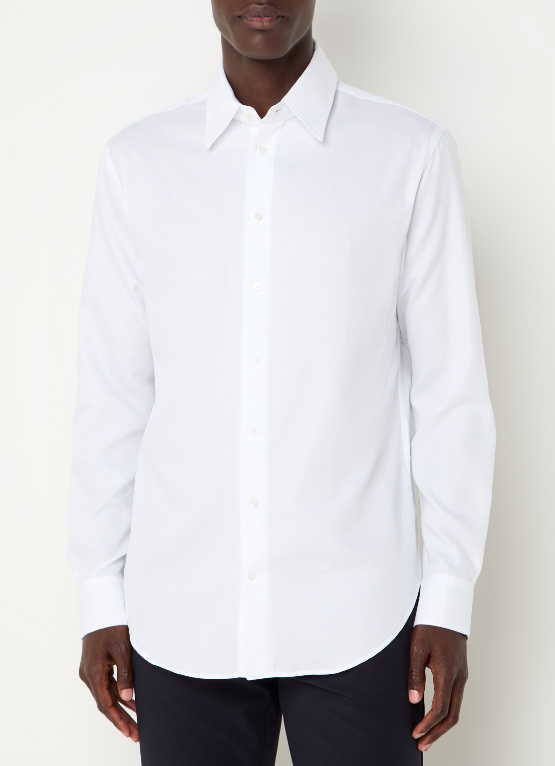 Armani Regular fit overhemd met stretch - detail 3 wit