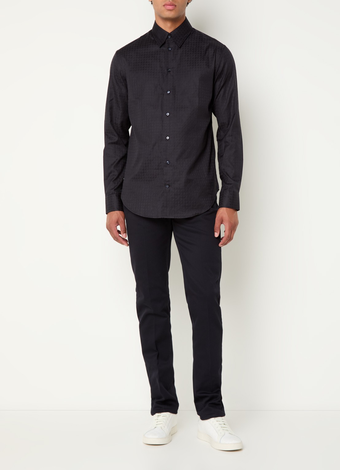 Armani Regular fit overhemd met stretch - voorkant 3 donkerblauw