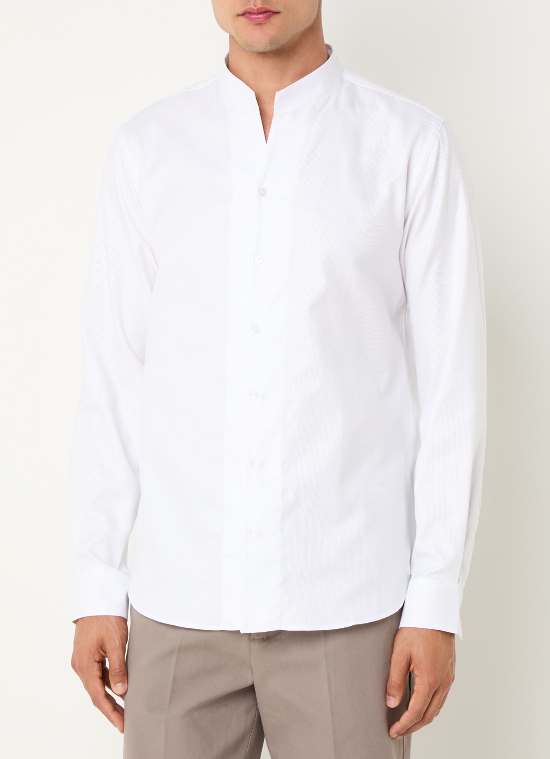 Armani Regular fit overhemd met stretch - detail 4 gebroken wit