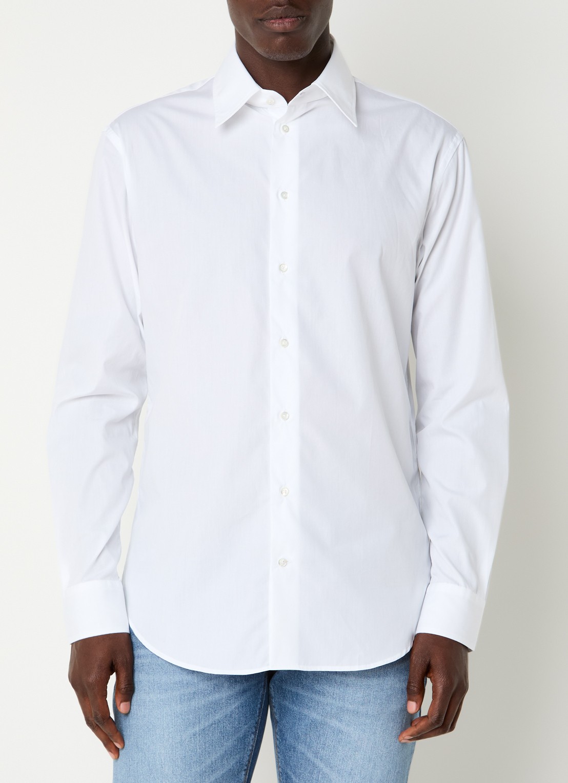Armani Regular fit overhemd met stretch - detail 3 gebroken wit