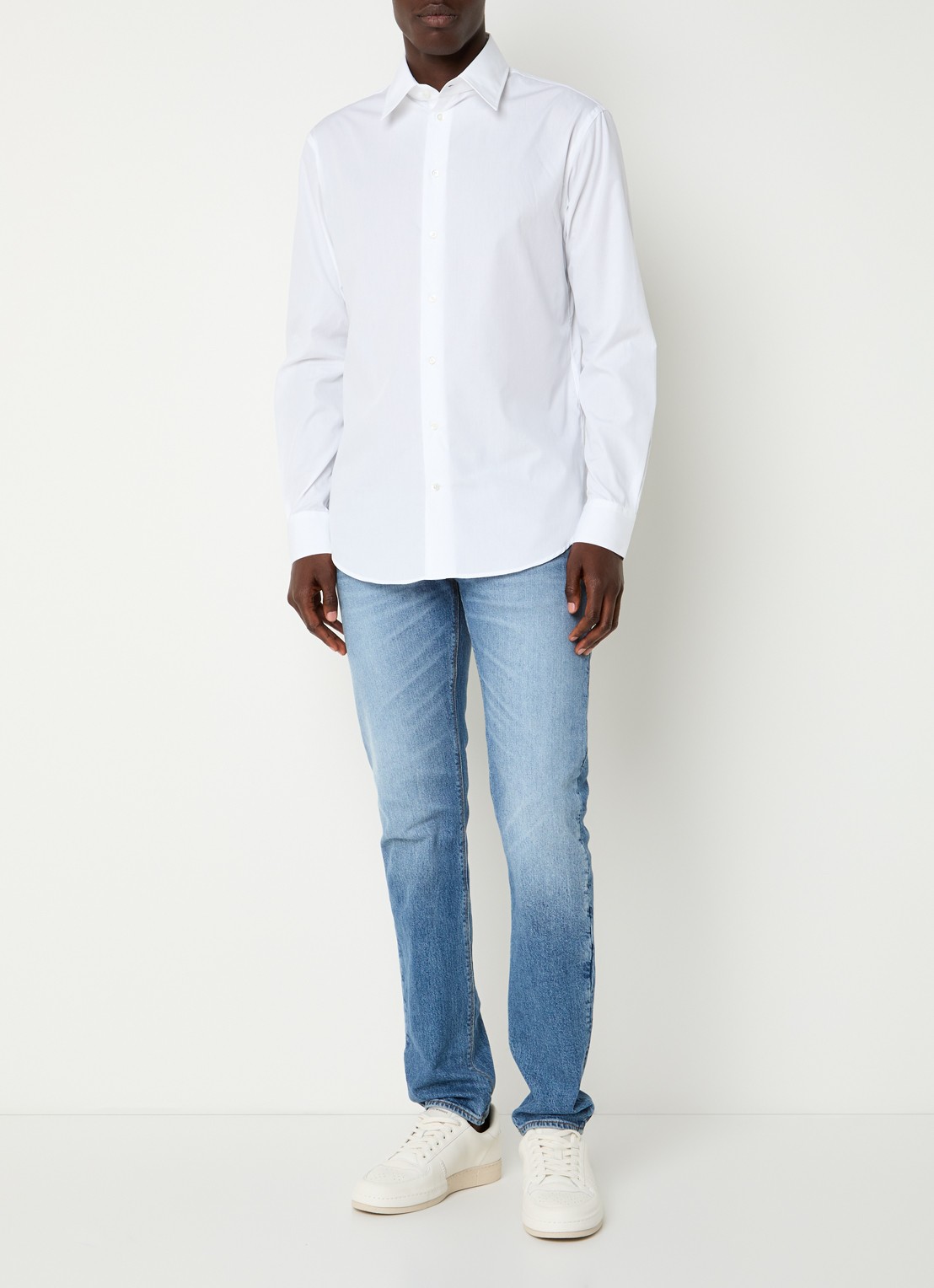 Armani Regular fit overhemd met stretch - voorkant 2 gebroken wit