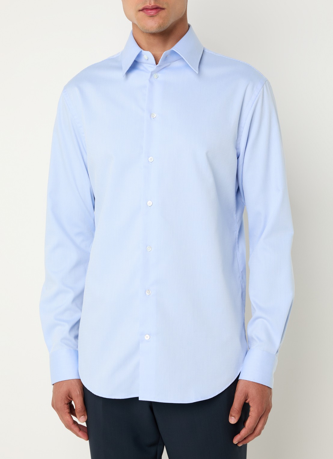 Armani Regular fit overhemd met stretch - detail 3 lichtblauw