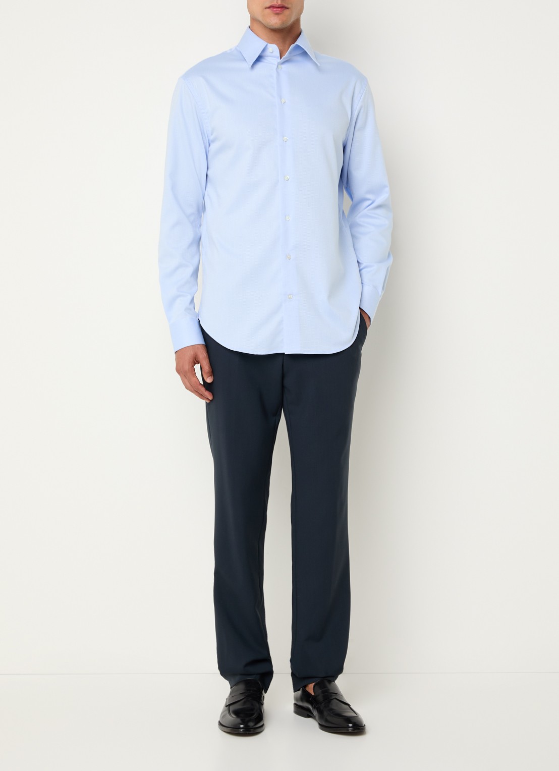 Armani Regular fit overhemd met stretch - voorkant 2 lichtblauw