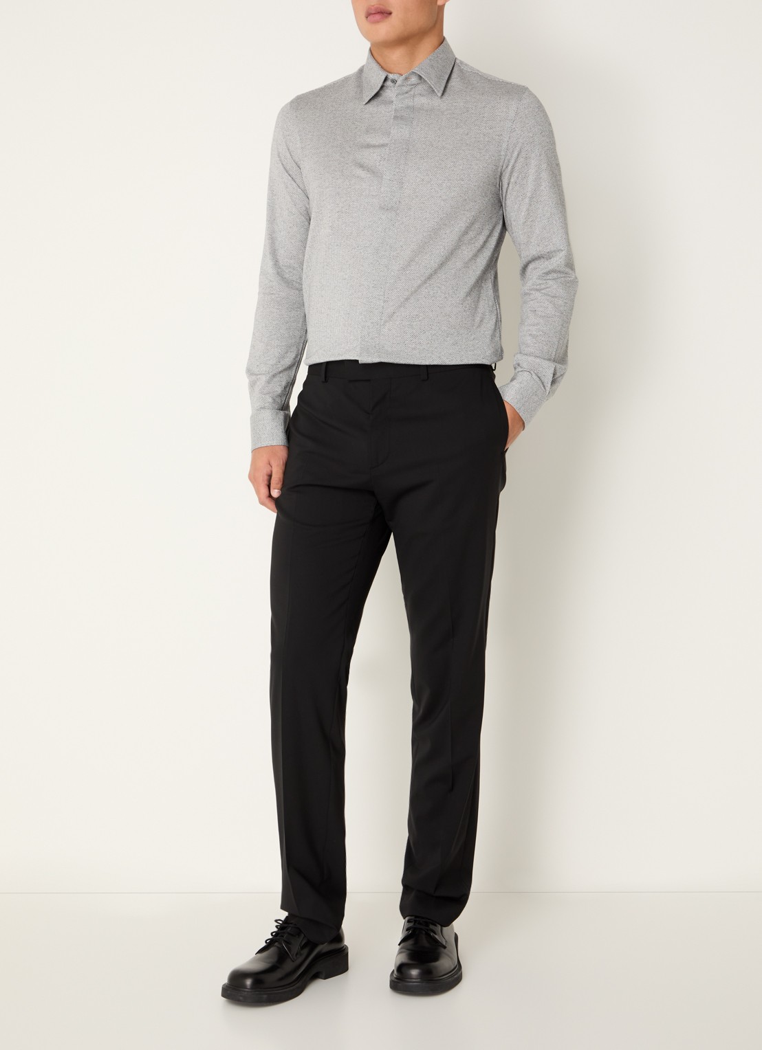 Armani Regular fit overhemd met stretch - voorkant 2 grijs