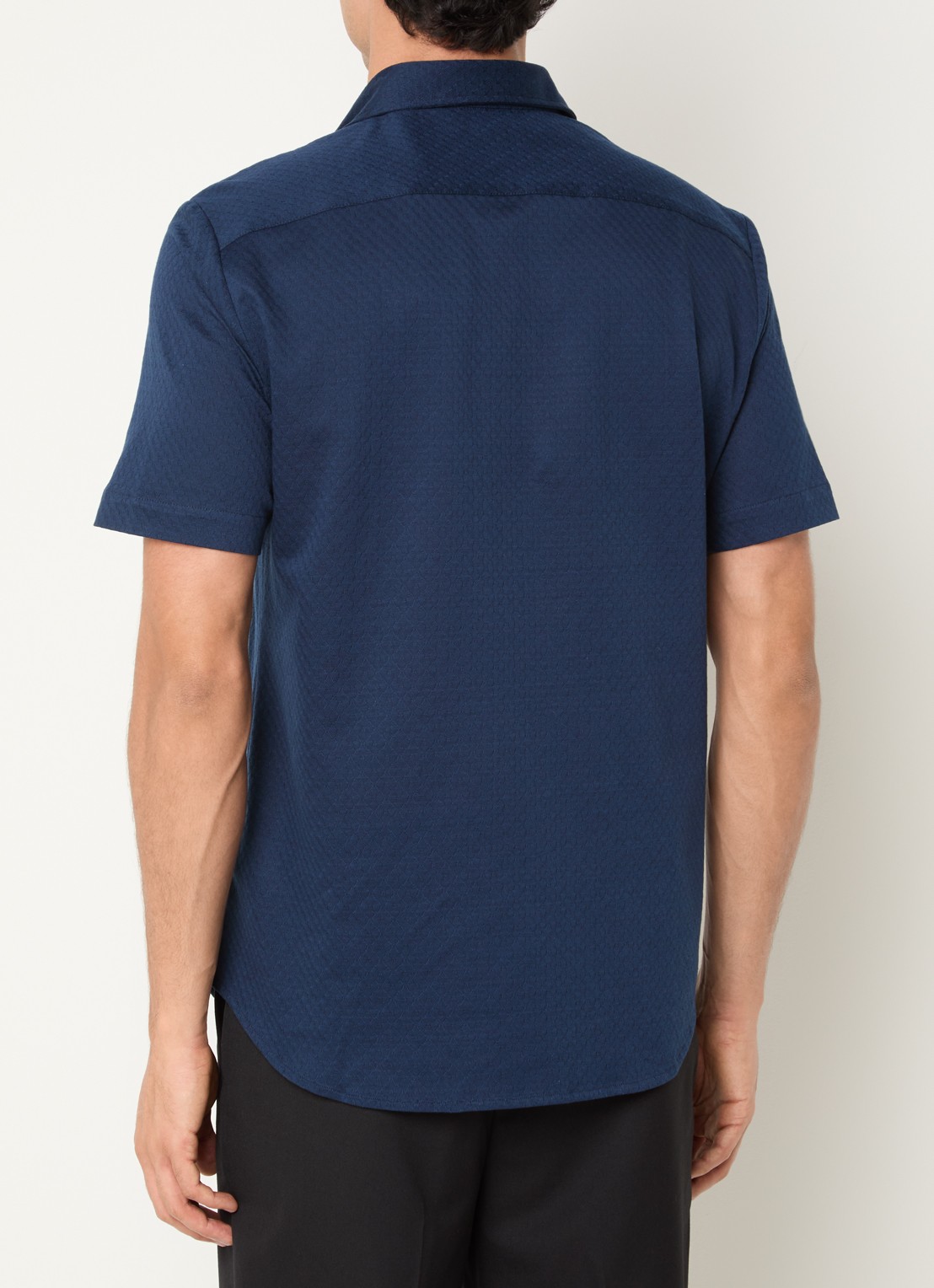Armani Regular fit overhemd met structuur - achterkant 3 donkerblauw