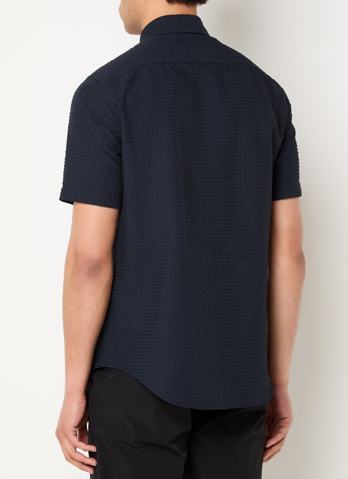 Armani Regular fit overhemd met structuur - achterkant donkerblauw