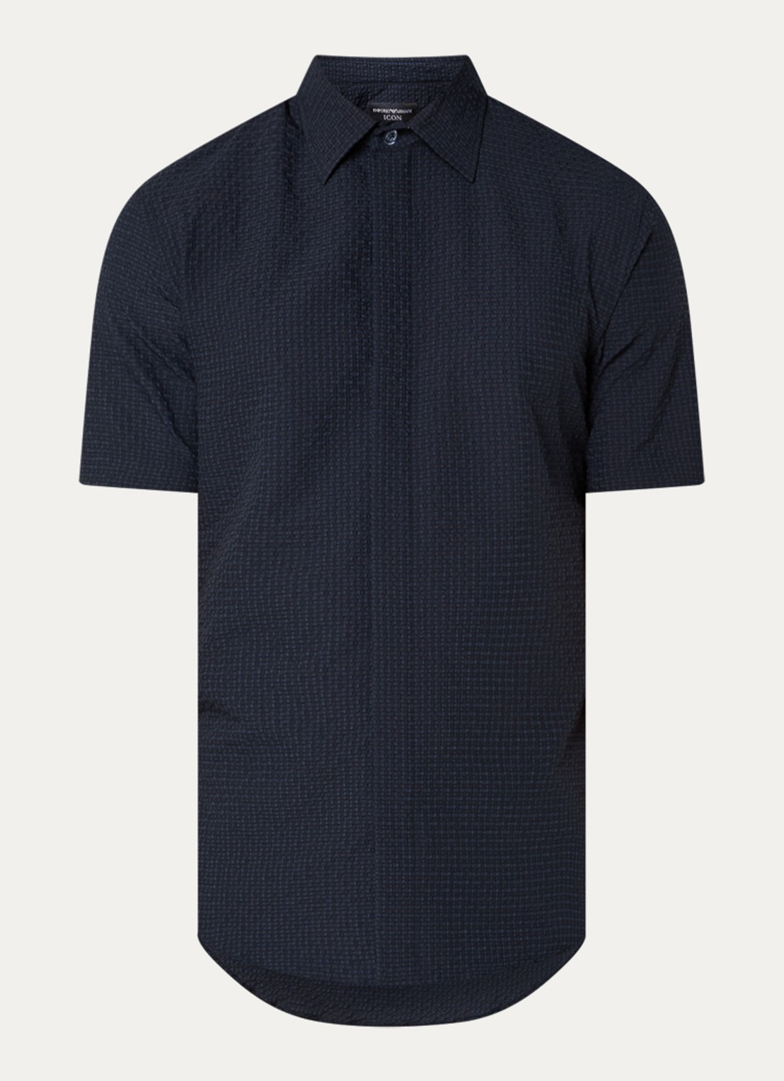 Armani Regular fit overhemd met structuur - voorkant 2 donkerblauw