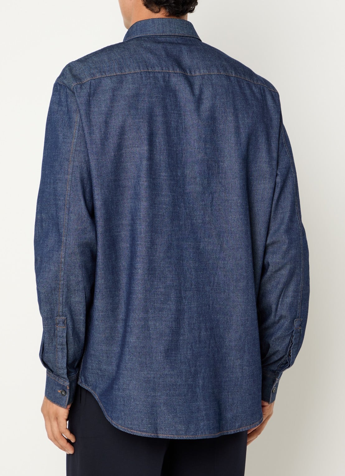 Armani Regular fit overhemd van chambray - achterkant 4 indigo