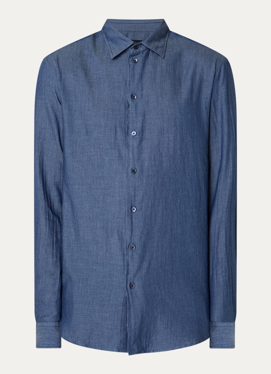 Armani Regular fit overhemd van chambray - voorkant 2 indigo