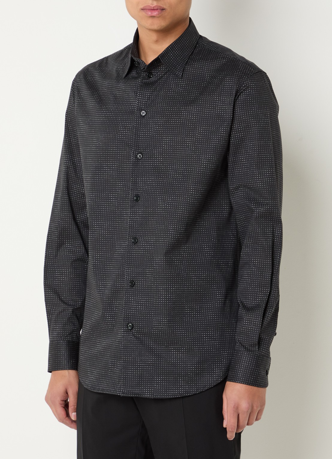 Armani Regular fit overhemd van katoen - detail 2 zwart