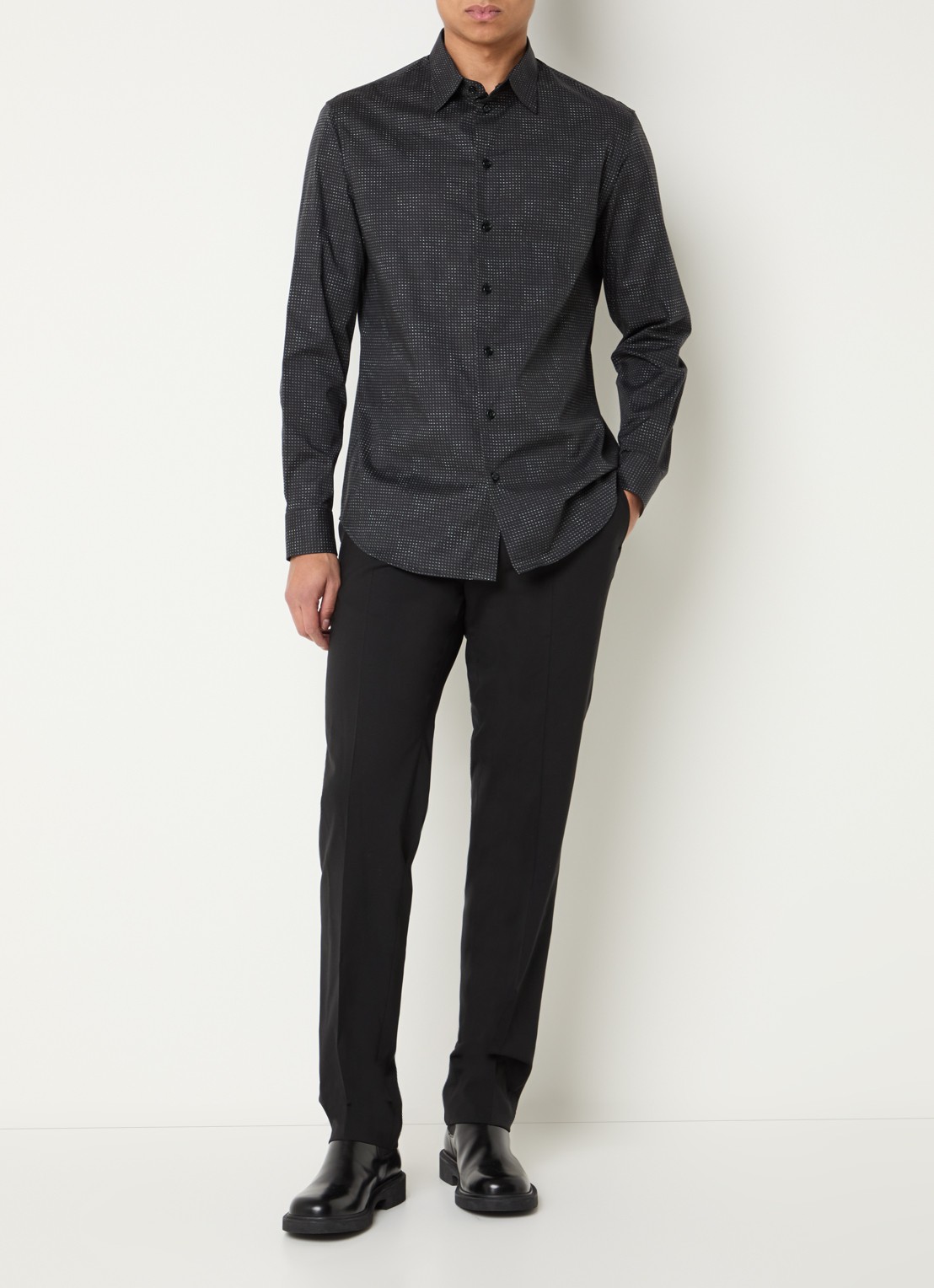 Armani Regular fit overhemd van katoen - voorkant 4 zwart