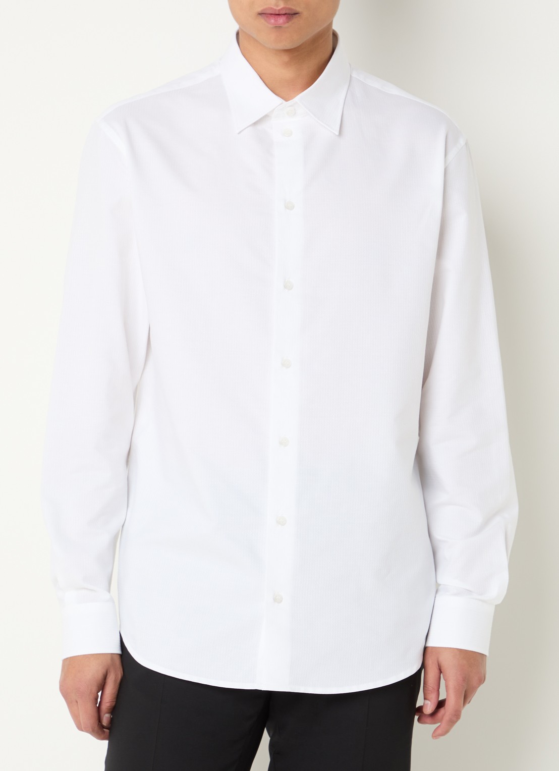 Armani Regular fit overhemd van katoen - detail wit