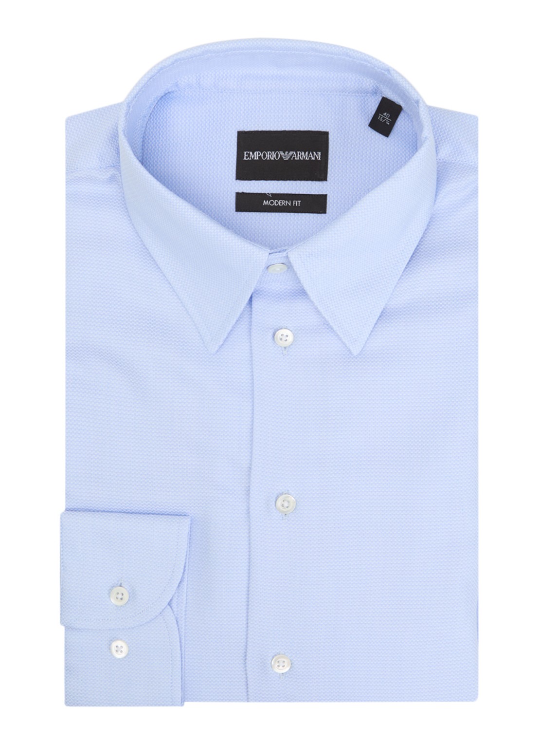 Armani Regular Fit overhemd van katoen  - voorkant blauw