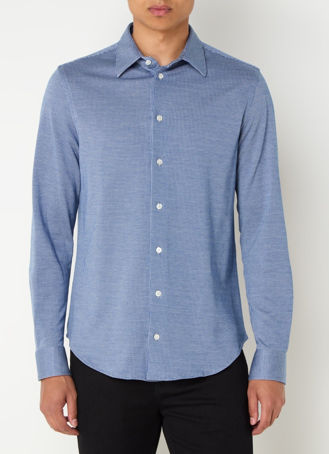 Armani Regular fit overhemd   - detail 4 donkerblauw