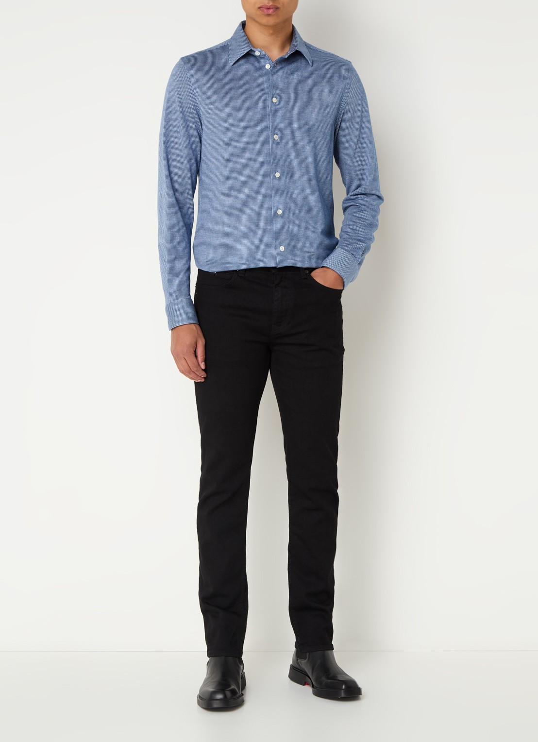 Armani Regular fit overhemd   - voorkant 2 donkerblauw