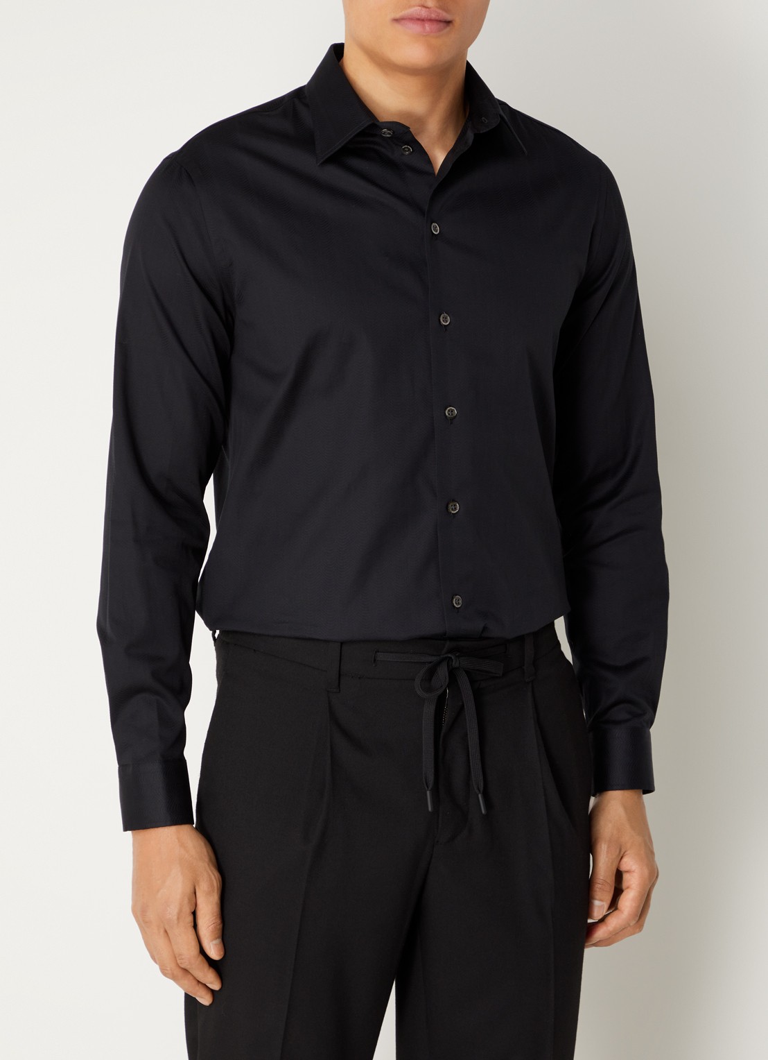 Armani Regular fit overhemd   - detail 4 zwart