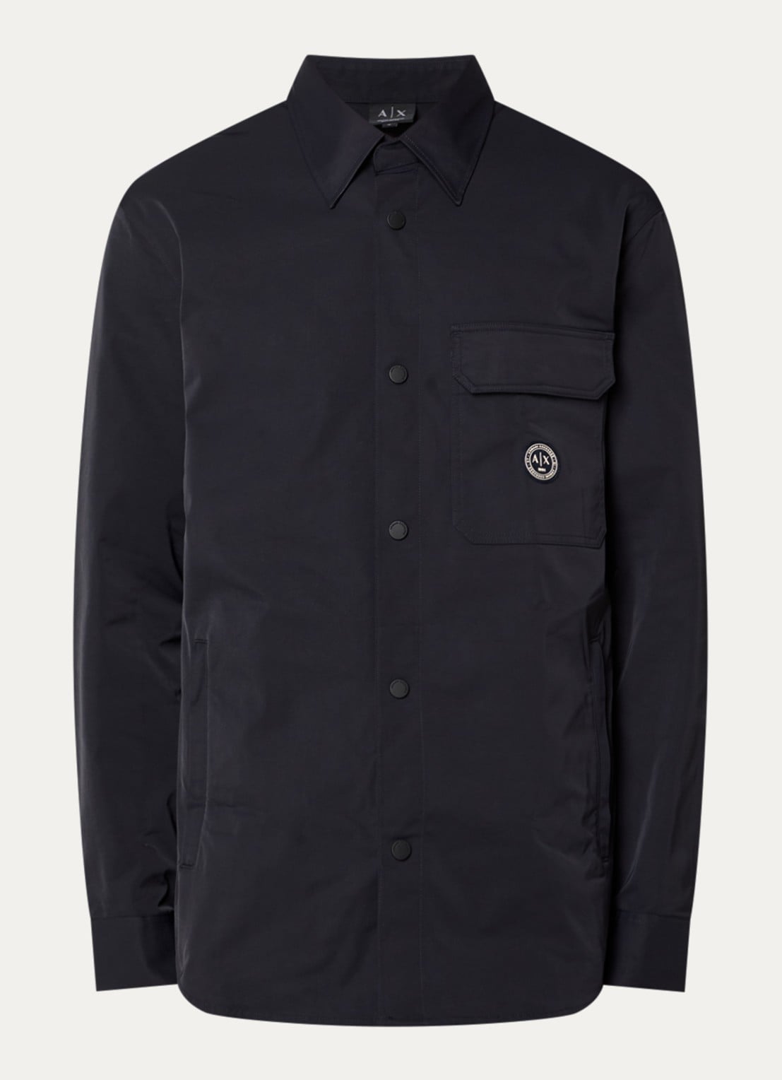 Armani Regular fit overshirt met borstzak - voorkant 3 donkerblauw