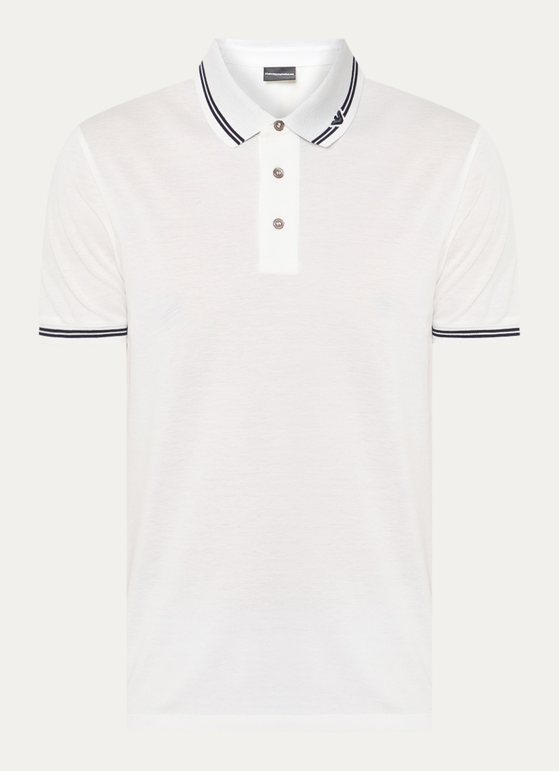 Armani Regular fit polo met getipte boorden - voorkant 2 gebroken wit