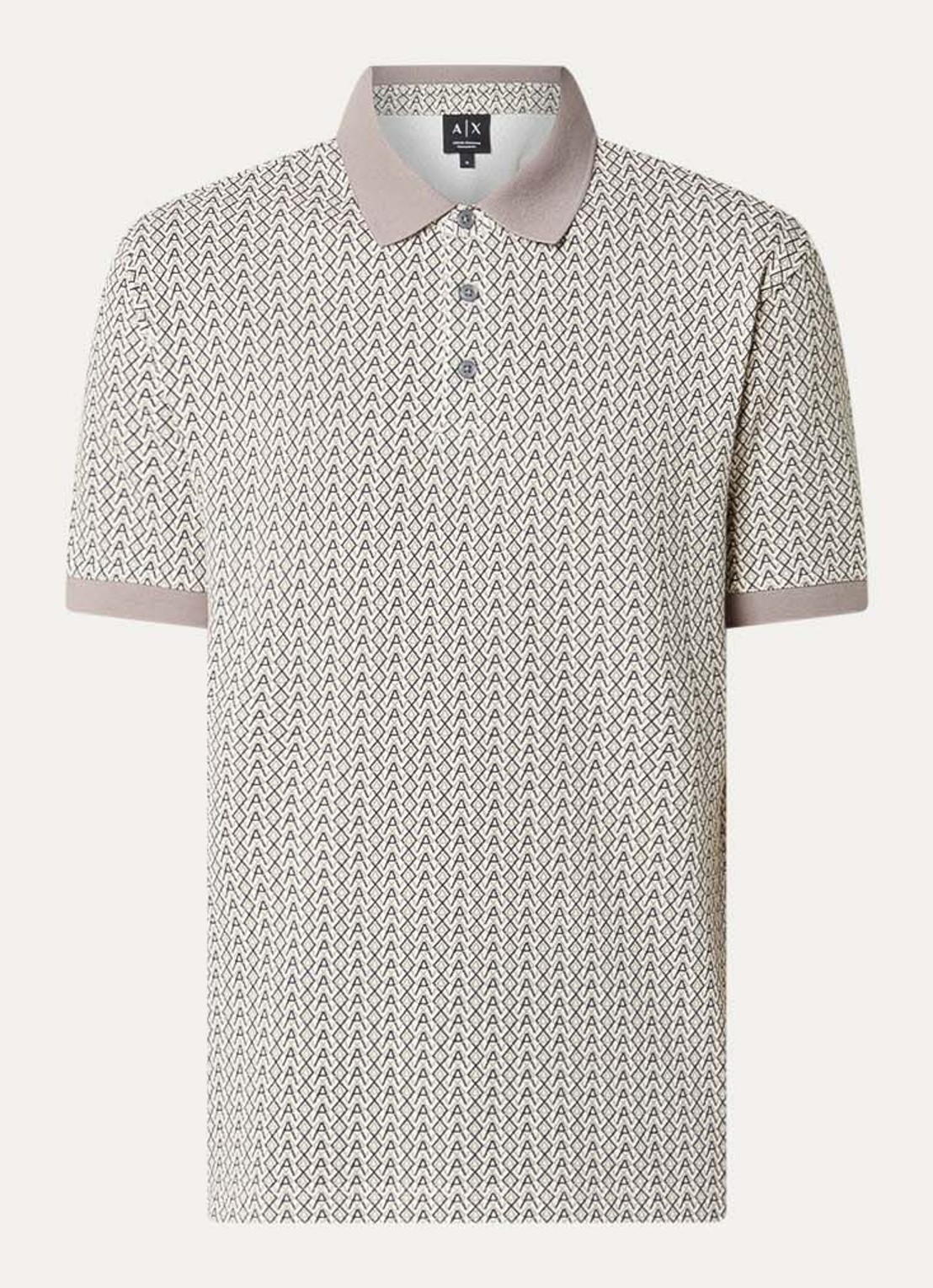 Armani Regular fit polo met grafische print - voorkant 3 creme